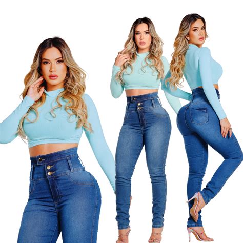 Calça Jeans Modeladora Cos Super Alto Modelagem Levanta Bumbum Bastante Lycra Hot Pants Shopee