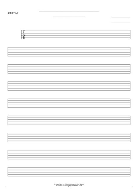 Printable Blank Guitar Tab Sheets Thebigklo