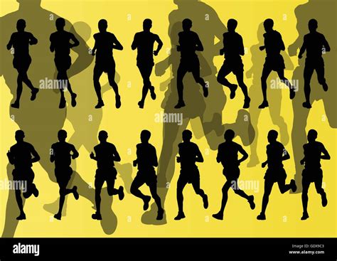 Marathon Runners Vector Background For Poster Stock Vector Image And Art