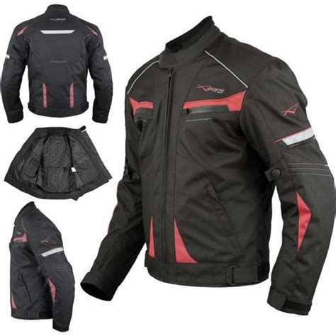 Blouson Moto Textile Protections Ce Impermeable Sport Tanche Rouge X