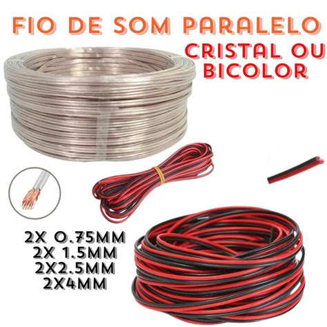 Fio Cabo De Som Paralelo Cristal Ou Bicolor Vias X Mm Mm