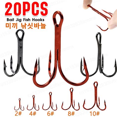 Pc High Carbon Steel Treble Fishing Hooks Bent Triple