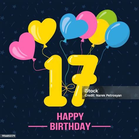 Happy 17th Birthday Happy Birthday Wishes Cards Birthday Wishes Vector