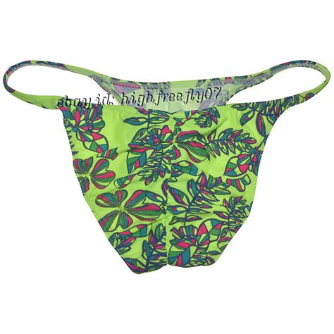 Men S Printed Bikini Briefs Underwear Male Pucker Back Skimpy Briefs String Belt Ebay
