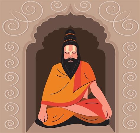 Premium Vector Sadhu Meditating Inside The Temple