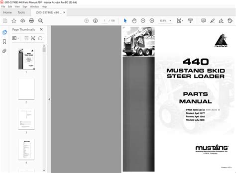 Mustang 440 Skid Steer Loader Parts Manual 000 53748 Pdf Download