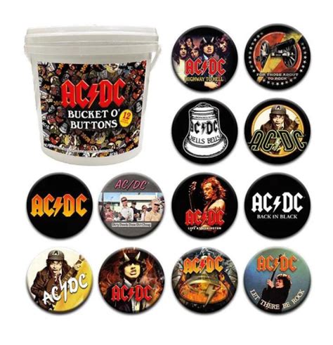BEMS | AC/DC - Bucket of Buttons 144 Pieces 3.2cm
