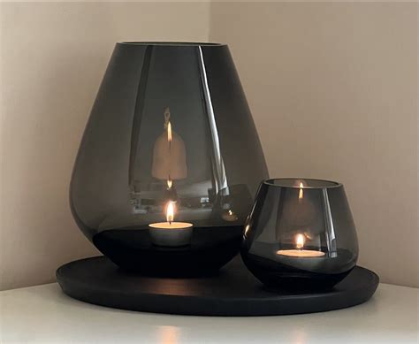 Glazen Vazen Smokey Vazen 2 Stuks Windlichten Black Smoked