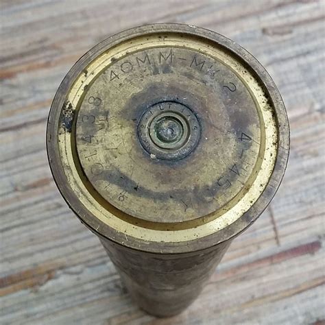 Large Vintage Brass Navy 40 Mm Mk 2 Artillery Shell Casing 101438 4 45