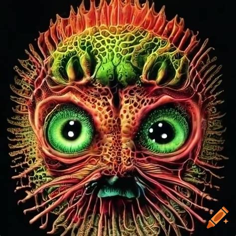 Neon Colored Illustration Of Ernst Haeckel Creature