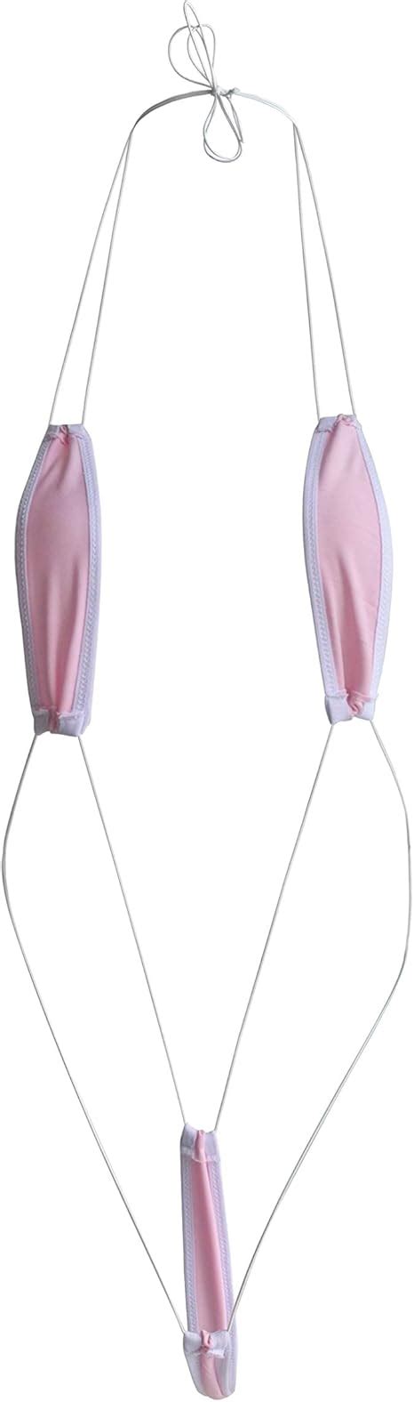Afom Damen Sexy G String Sling Shot Teeny Weeny Micro Bikini Pink Einheitsgröße Amazon de