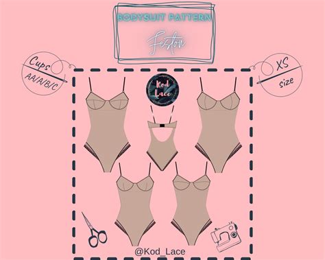 Bodysuit Lingerie Sewing Pattern Feston Size Xs Cups In Pdf Etsy