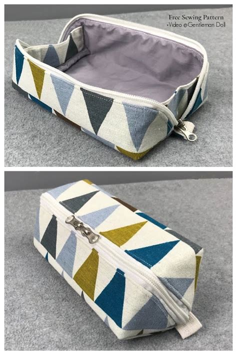 DIY Fabric Zipper Box Pouch Free Sewing Pattern Video Fabric Art