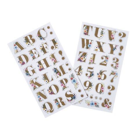 Floral Alphabet Chipboard Stickers 55 Pieces | Hobbycraft