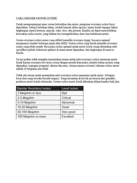 Cara Megger Motor Listrik Pdf Sains And Matematika
