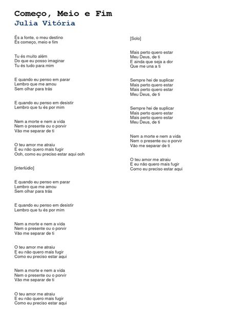 Comeco Meio E Fim Letra