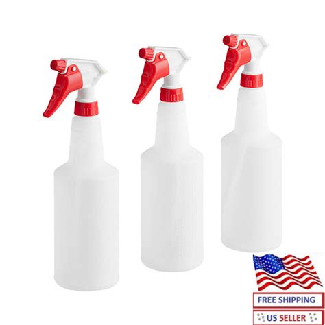 3 Pack Plastic Trigger Spray Bottle 32 Oz Heavy Duty Chemical Resistant