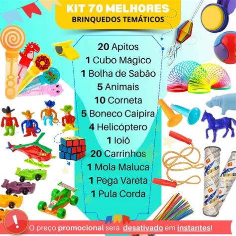 Kit 70 Prenda Festa Junina Brinquedos Brinde Envio Imediato Mebuscar