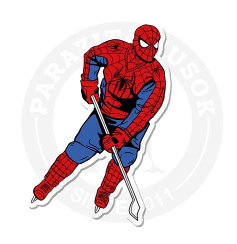 Купить стикер Стикер Человек-паук хоккеист - Комиксы