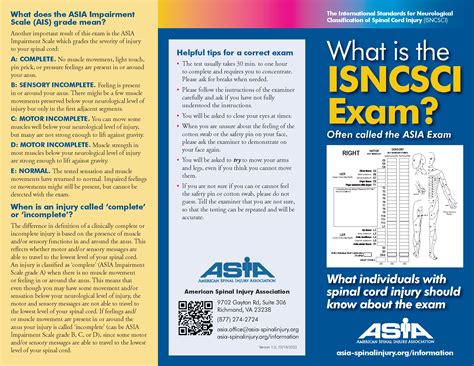 NEW: Adult ISNCSCI Brochure - American Spinal Injury Association