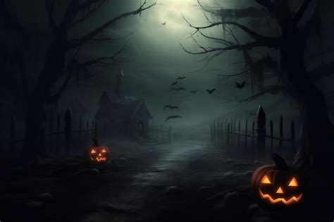 Premium AI Image | Creepy halloween background with soft fog