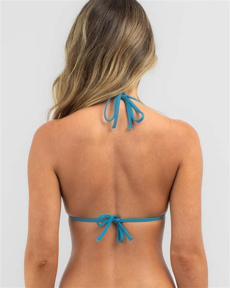 Shop Calvin Klein Sliding Triangle Bikini Top In Clear Turquoise Fast Shipping Easy Returns