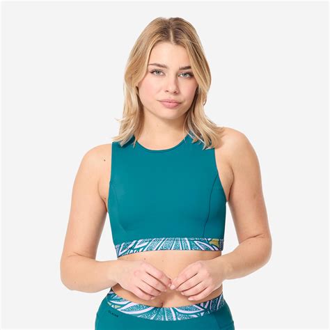 Bikini Oberteil Damen Bustier Bedeckend Carla Petrolblau Decathlon