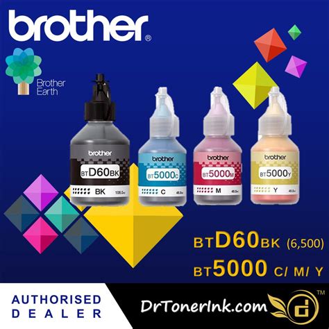 Brother Original BTD60BK BTD60 BT5000 CMYK Refill Ink Bottle DCP