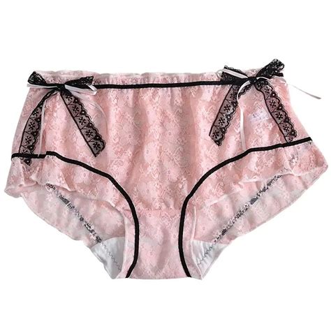 Plus Size Women Japan Style Sexy Lace Lingerie Temptation Panties Lolita Briefs Bowknot Hollow