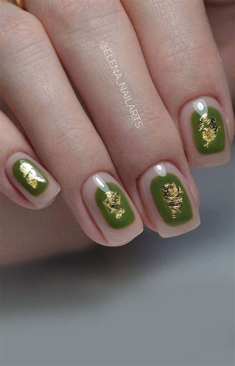 Stylish Nail Art Design Ideas To Wear In Green And Nude Nails