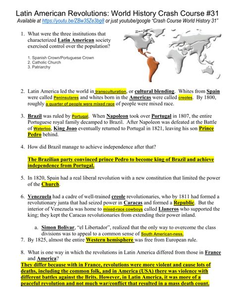 Crash Course World History Latin American Revolutions Transcript At Theodore Lesser Blog