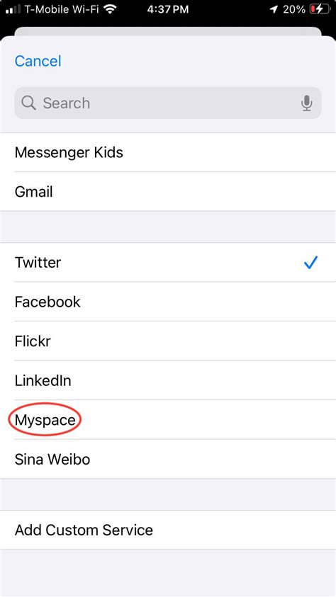 Why Is Myspace Still Present In Ios As A Contacts Social Profile