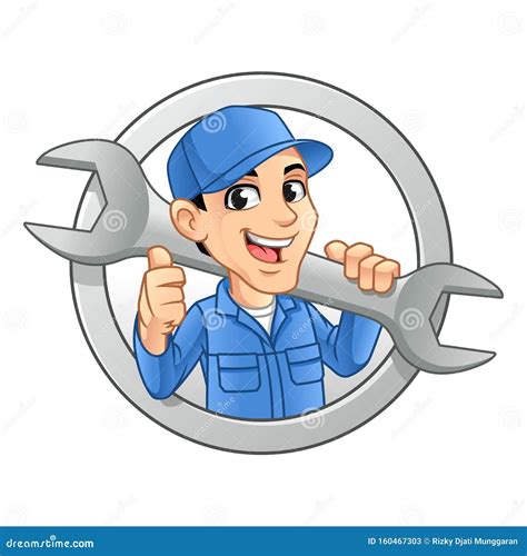 3D Logo. Mechanic With Wrench And Tyre Stock Illustration | CartoonDealer.com #84651574