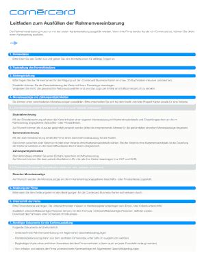 Ausfüllbar Online Leitfaden zum Ausfllen der Rahmenvereinbarung Fax