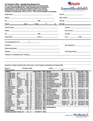 Fillable Online For Physician S Office Injectable Drug Request Form