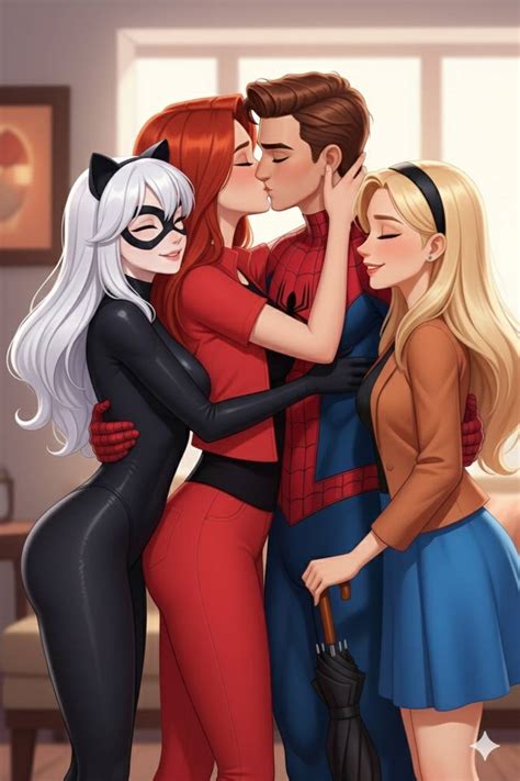 Peter parker x mary jane gwen stacy and blackcat. by juanvargas6600 on
