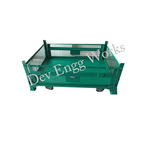 Green Mild Steel Foldable Platform Trolley For Industrial Load