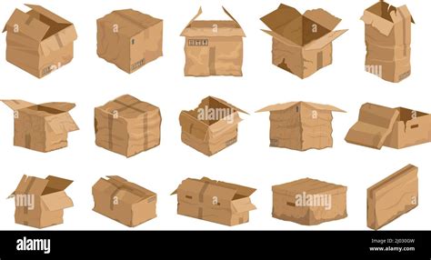 Damaged Carton Cardboard Boxes Crumpled Delivery Package Broken Wet