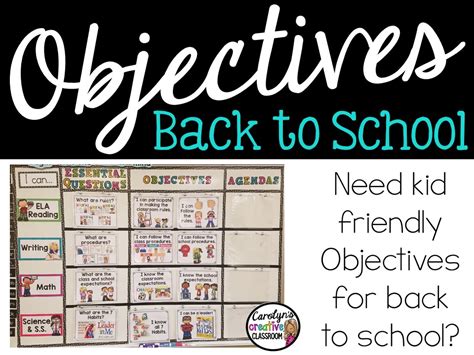 Back To School Objectives And Essential Questions Carolyn S Creative Classroom