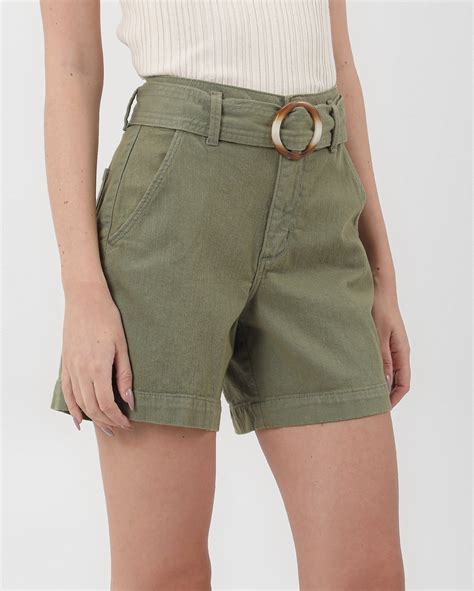 Riachuelo Short Jeans Color Feminino Clochard Cinto Verde Ak By