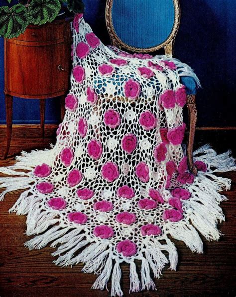 Crocheted Rose Afghan Digital Download Vintage Crochet Pattern Etsy