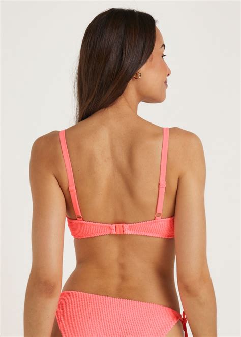 Coral Crinkle Bikini Top Matalan