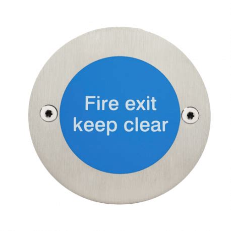 Modric SS8450 76mm Fire Exit Keep Clear Sign Satin Stainless Steel