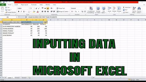 Inputting Data In Microsoft Excel Youtube