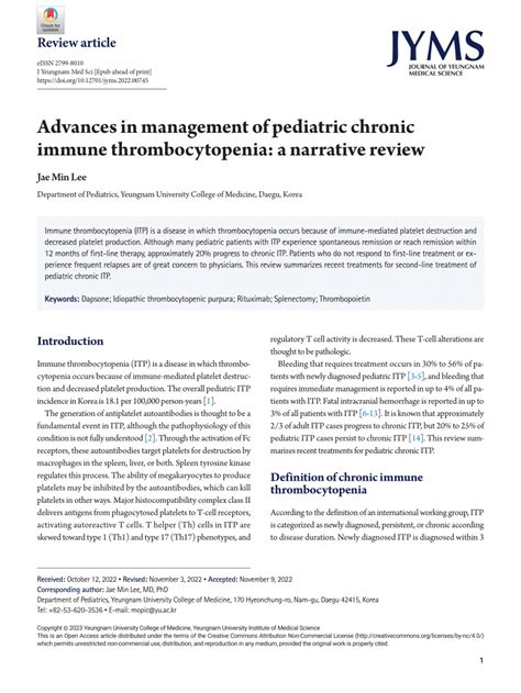 Pdf Advances In Management Of Pediatric Chronic Immune