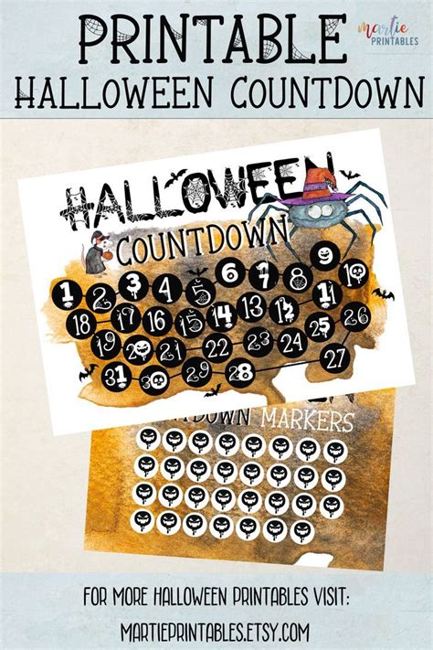 Cute Printable Halloween Countdown Sign Count Down To Etsy