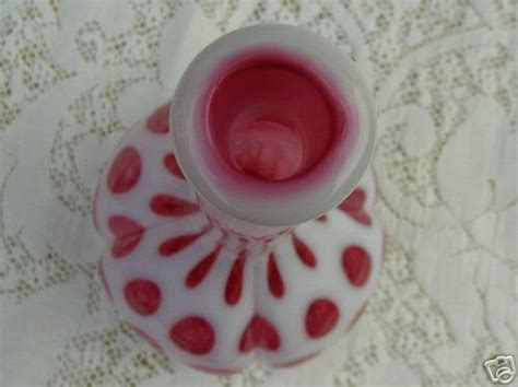 Fenton Cranberry Coin Dot Opalescent Barber Bottle