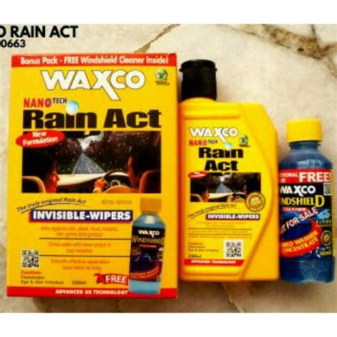 Jual Waxco Rain Act Nanotech 250 Ml Free Windshield Cleaner Hujan 120