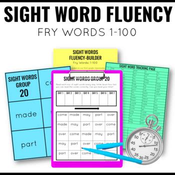 Fry Sight Words Fluency Packet By Positively Learning TpT