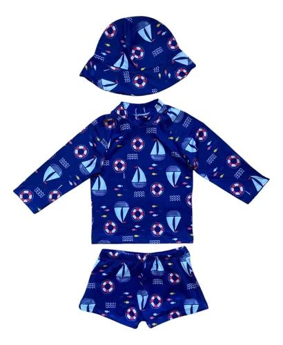 Roupa De Praia Bebe Menino - Roupa De Praia Infantil Bebê Menino Com Chapéu 0 Á 2 Anos | MercadoLivre
